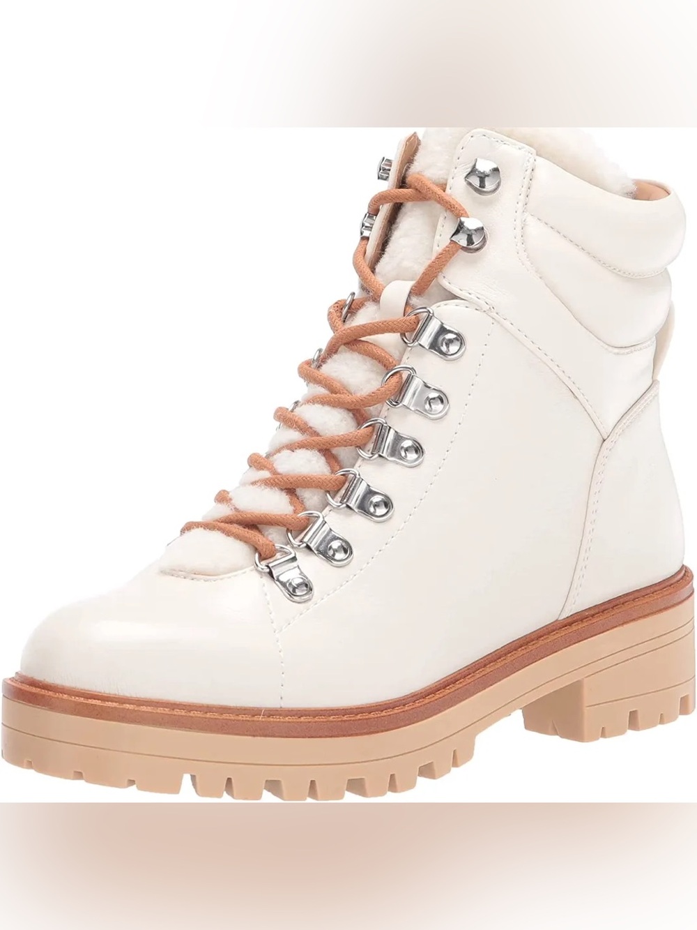 New Marc Fisher Mallie 3 Ivory Lace Up Round Toe Winter Boot With Box 9M